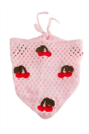 Kiraz Örme Bohem Bandana - Pembe