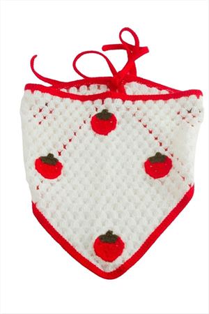 Çilek Örme Bohem Bandana - Kırmızı