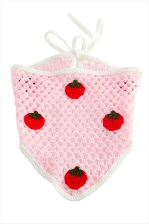 Çilek Örme Bohem Bandana - Pembe