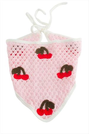 Kiraz Örme Bohem Bandana - Pembe