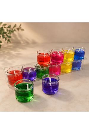 6'lı Jel Dekoratif Mum Seti - Karışık Renklerde