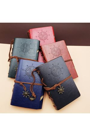 Pusula Tasarımlı Deri Defter - Değiştirilebilir Sayfalı - Vintage Ajanda