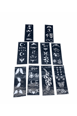 Karışık Desenli Tüp Kına Şablonu - 10'lu Paket - 8x20 cm
