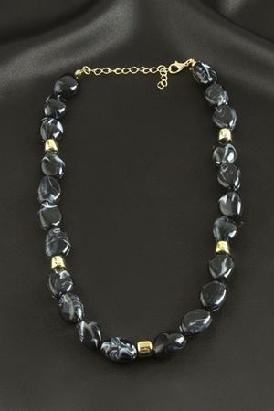 Zr Model Oval Plastik Kolye - Siyah