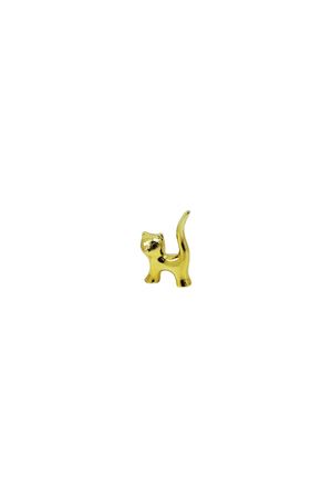 Kedi Tasarımlı Gold Seramik Biblo - Mini Boy - Parlak Altın Renk - Dekoratif Süs