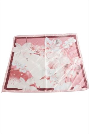 Çiçek Zr Saten Fular 50*50 cm - Pembe