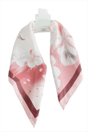 Çiçek Zr Saten Fular 50*50 cm - Pembe