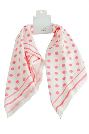 Benekli Desenli Zr Saten Fular 50*50 cm - Pembe