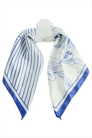 Çiçek Zr Saten Fular 50*50 cm - Mavi