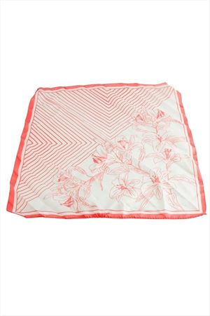 Çiçek Desenli Zr Saten Fular 50*50 cm - Turuncu