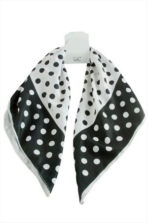 Benekli Desenli Zr Saten Fular 50*50 cm - Siyah