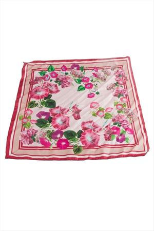 Çiçek Desenli Zr Saten Fular 50*50 cm - Pembe