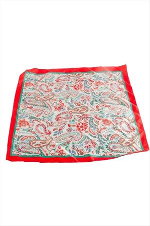 Çiçek Zr Saten Fular 50*50 cm - Turuncu