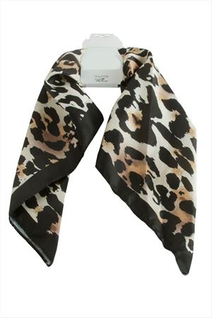 Leopar Desenli Zr Saten Fular 50*50 cm - Kahverengi