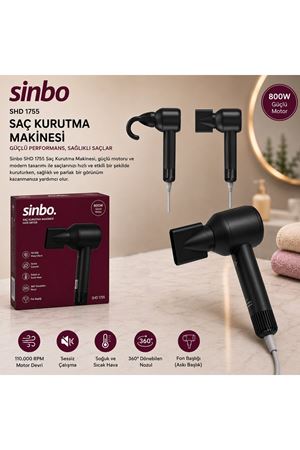 Sinbo Saç Kurutma Makinesi - Siyah Renk - Sessiz Çalışma Özelliği