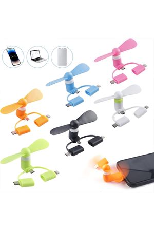 Mini Telefon Fanı - Lightning - Type-C - Micro USB Girişli - Sessiz