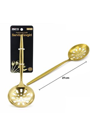Metal Servis Kevgiri - 27 cm - Gold Renk