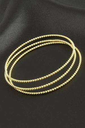 3 Adet Burgulu Lüks Çelik Bilezik 62 mm - Sarı