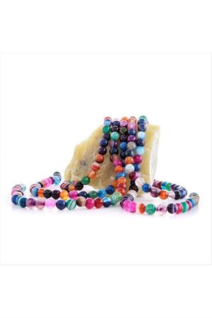 8 mm Damarlı Karışık Akik Taşı - Karışık Renk 1