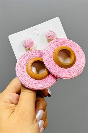 Yuvarlak Zr Model Küpe - Pembe