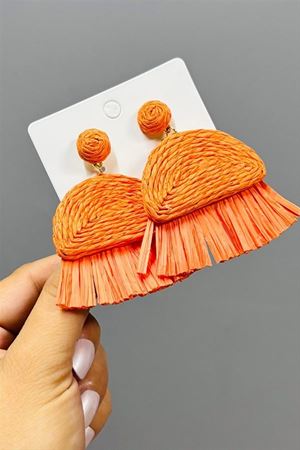 Fırça Zr Model Küpe - Turuncu