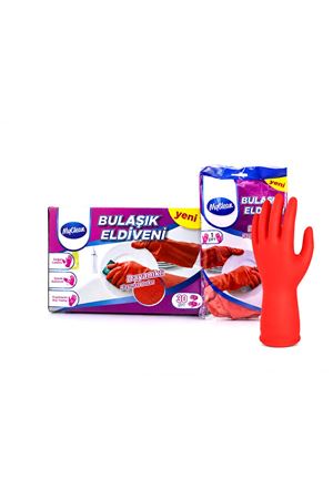 M Beden Temizlik ve Bulaşık Eldiveni - Doğal Pamuk Astarlı - Plastik