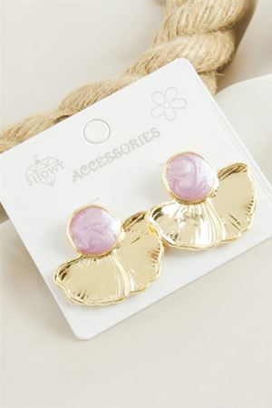 Oval Mineli Küpe - Lila