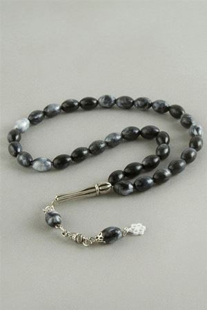Oval Kesim Plastik Tesbih 8* 11 - Siyah
