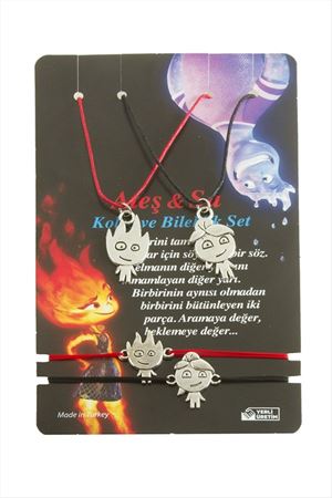 Ateş Su İp Set Kolye - Siyah