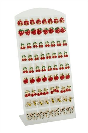 36 Çift Stand Mineli Küpe - Ebruli