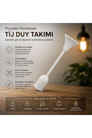 Tij Duy Takımı - E27 Uyumlu - Porselen Muhafazalı