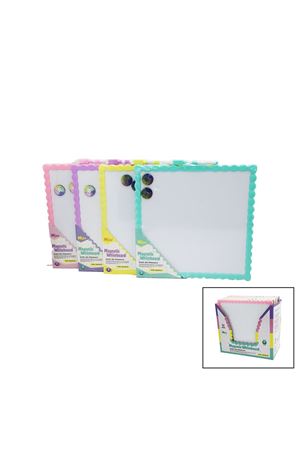 Manyetik Beyaz Yazı Tahtası - Çift Taraflı - 29x29 cm - Renkli Çerçeve