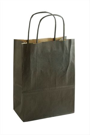 8*15*20 cm Kraft Büküm Saplı Kağıt Poşet 1 Adet - Siyah