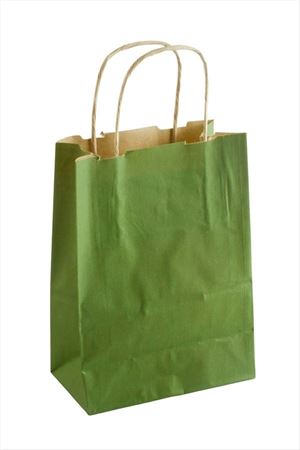 8*15*20 cm Kraft Büküm Saplı Kağıt Poşet 1 Adet - Yeşil