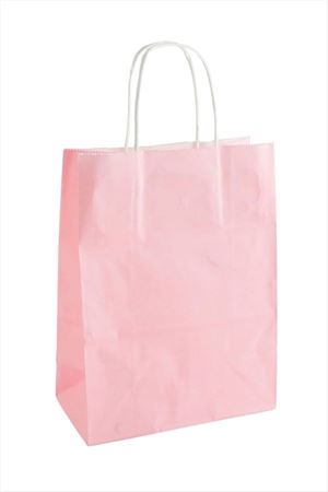 8*18*24 cm Büküm Saplı Kağıt Poşet 1 Adet - Pembe