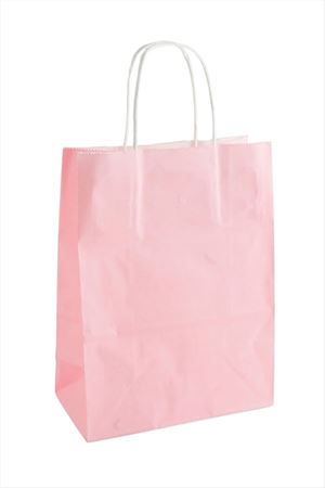 8*18*24 cm Büküm Saplı Kağıt Poşet 1 Adet - Pembe