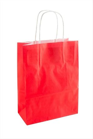 8*18*24 cm Büküm Saplı Kağıt Poşet 1 Adet - Kırmızı