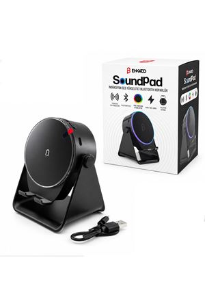 SoundPad Bluetooth Hoparlör - İndüksiyon Temas Özellikli - Telefon Standlı - Type-C Şarj - RGB Ambiyans Aydınlatma