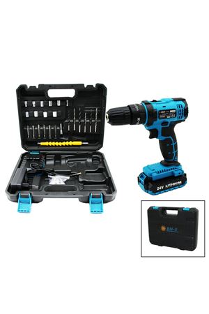 Mavi Renk Şarjlı Matkap Seti - Çantalı - 1350 RPM - 24W