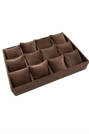 12'li Anfora Kumaş Yastıklı Tabla - Kahverengi