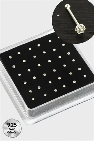 2 mm Tek Taşlı Gümüş Hızma 36 Adet - Gümüş Rengi