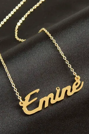 Emine isimli kolye (Kişiye Özel) - Sarı