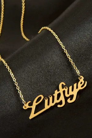 Lütfiye isimli kolye (Kişiye Özel) - Sarı