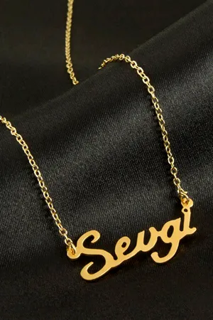 Sevgi isimli kolye (Kişiye Özel) - Sarı