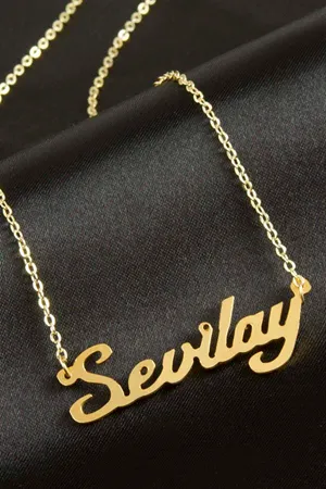 Sevilay isimli kolye (Kişiye Özel) - Sarı