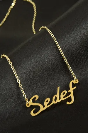 Sedef isimli kolye (Kişiye Özel) - Sarı