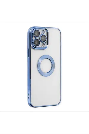 iPhone 12 Pro Lüx Lensli Lazer Silikon Kılıf (Kamera Korumalı) - Açık Mavi