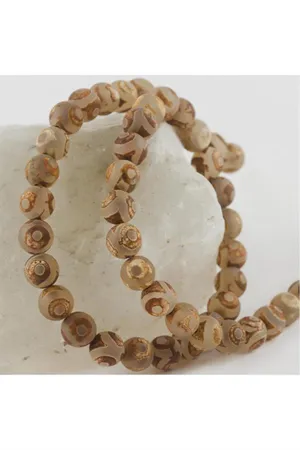 Tibet Akik Taşı Mat 8 mm - Açık Kahverengi