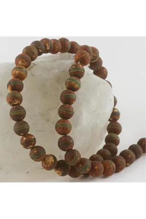 Tibet Akik Taşı Mat 8 mm - Açık Kahverengi