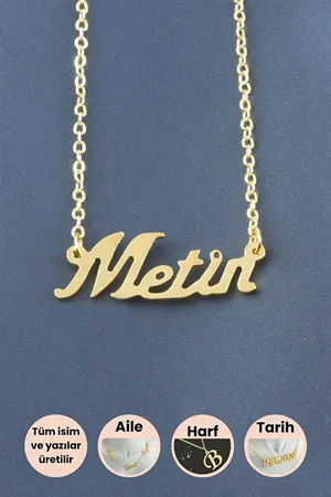 Metin İsimli Kolye - Sarı